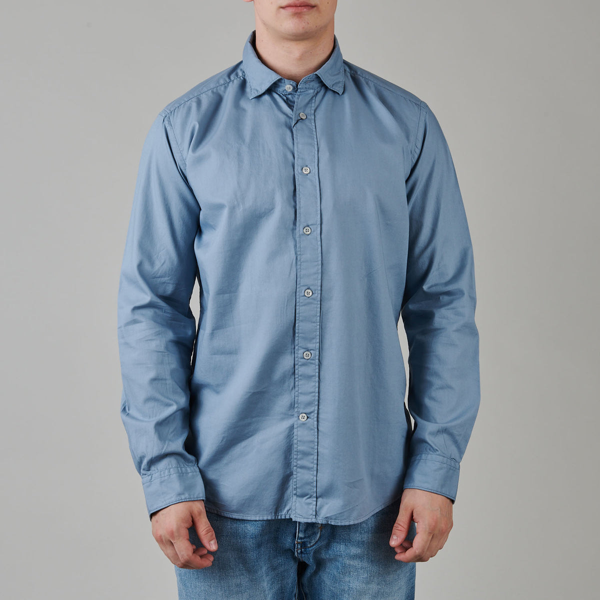 FIL NOIR Grey Blue Popeline Fil Noir – vooraanzicht