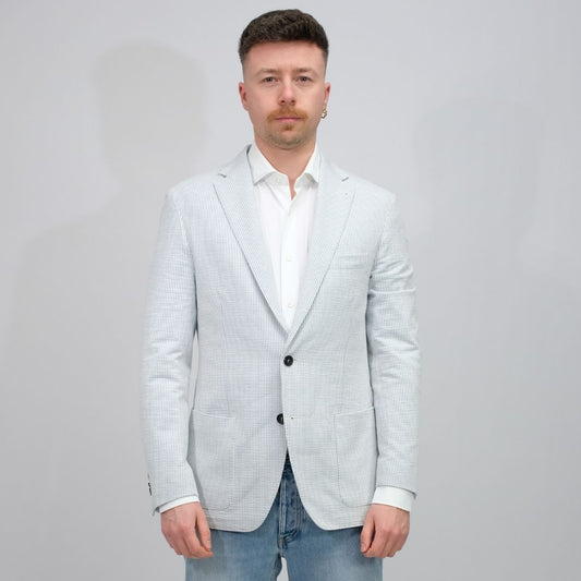 Fradi Blue White Seersucker Stretch Vest – vooraanzicht