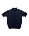 Galleria Roma Crepe Cotton Knitted Polo Navy — vooraanzicht van de gebreide polo