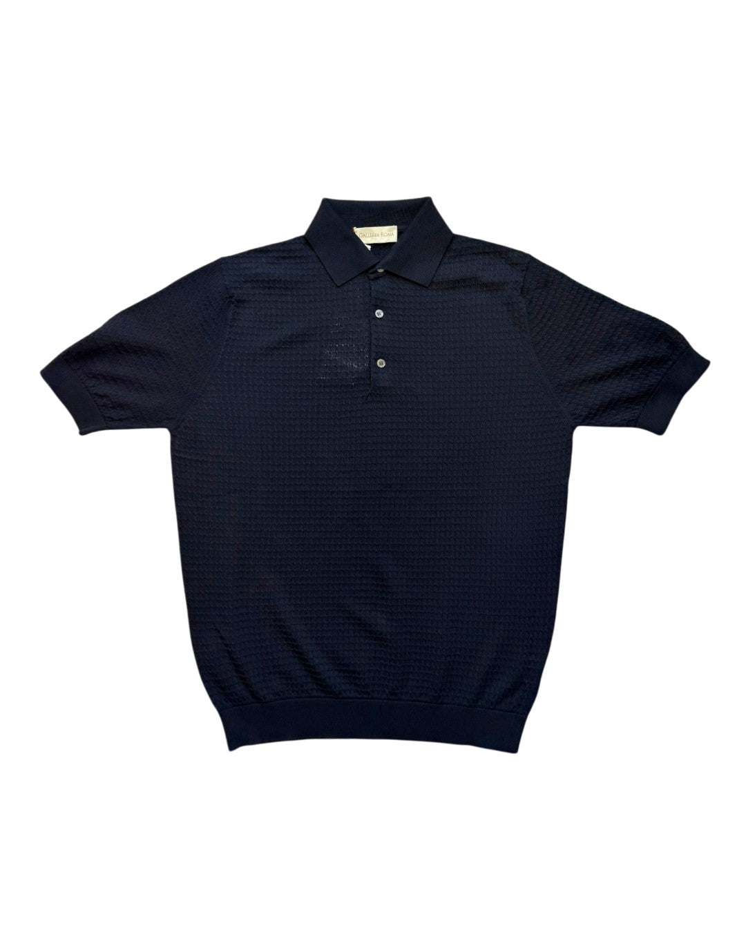 Galleria Roma Crepe Cotton Knitted Polo Navy — vooraanzicht van de gebreide polo