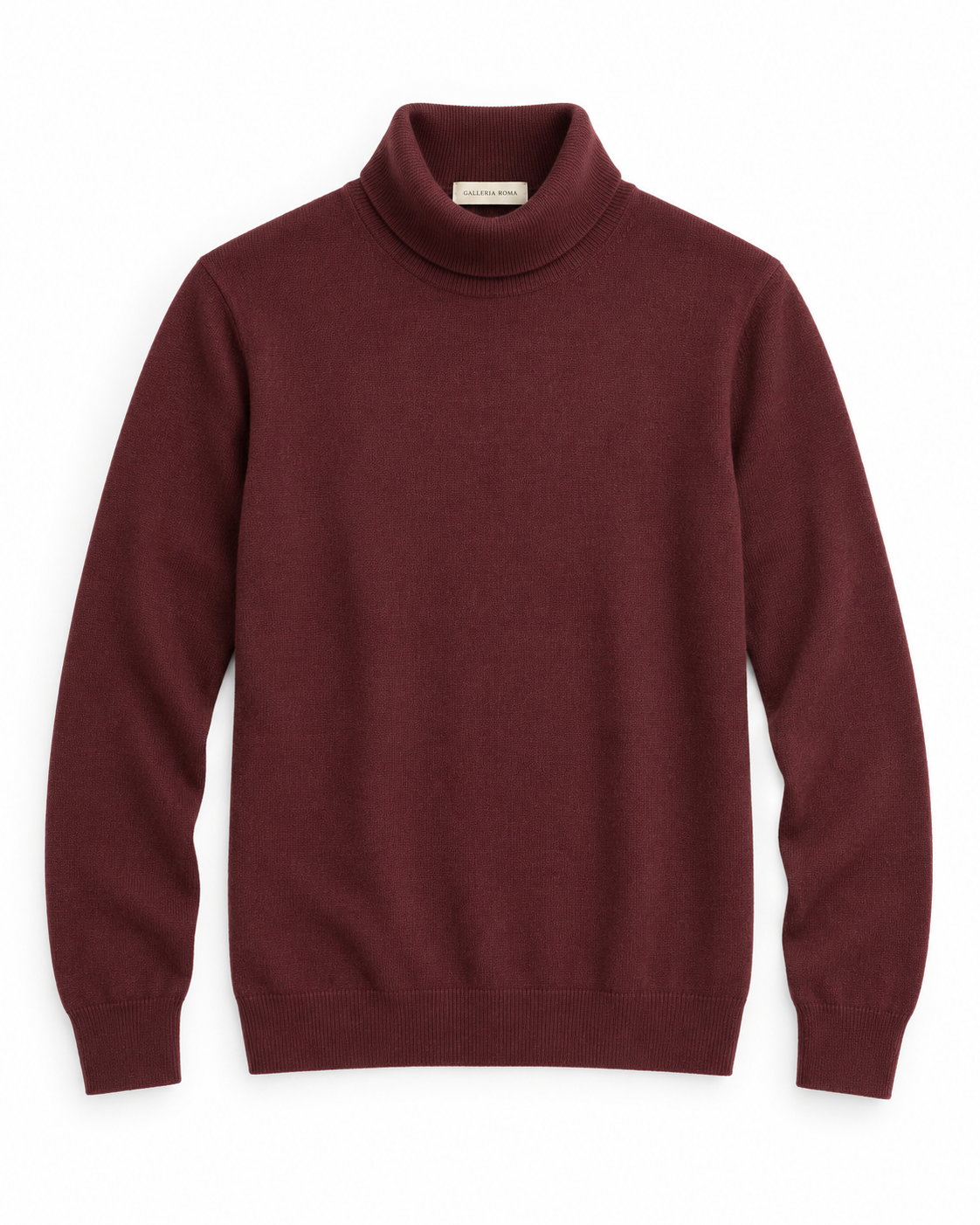 Galleria Roma Bordeaux rolkraag DV1ML WC12R 380 in wijnrood merino-cashmerebreisel met ribboorden, packshot vooraanzicht