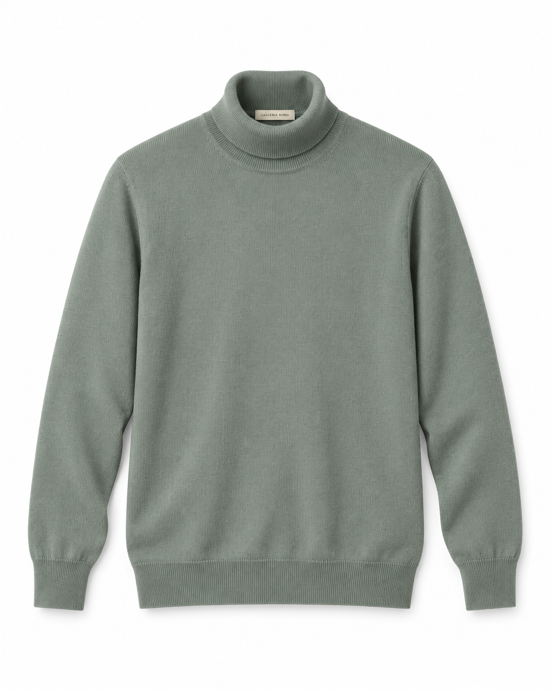 Galleria Roma Senecio Green rolkraag DV1ML WC12R 510 in zacht grijsgroen merino-cashmerebreisel, packshot vooraanzicht