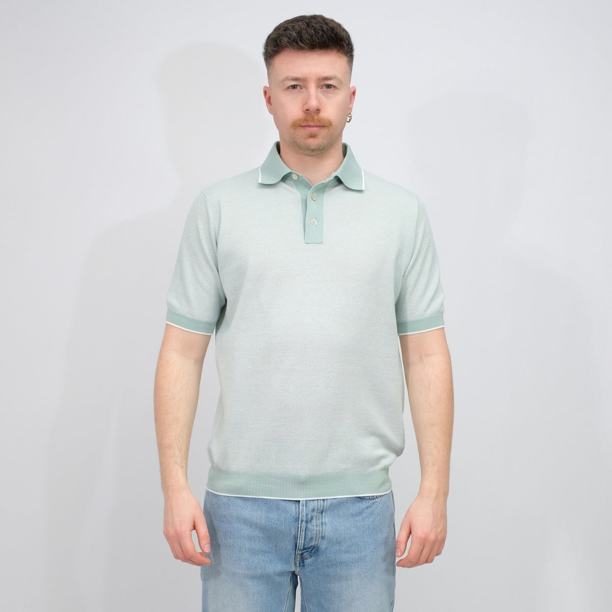 Galleria Roma Senecio Bianco Knitted Polo – vooraanzicht