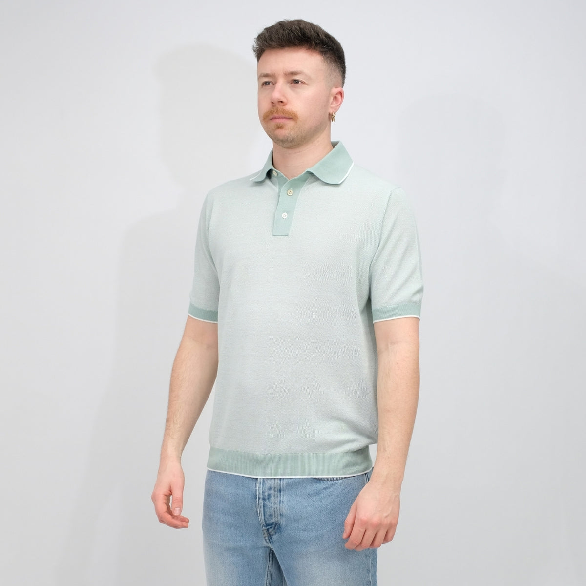 Galleria Roma Senecio Bianco Knitted Polo – productbeeld 2