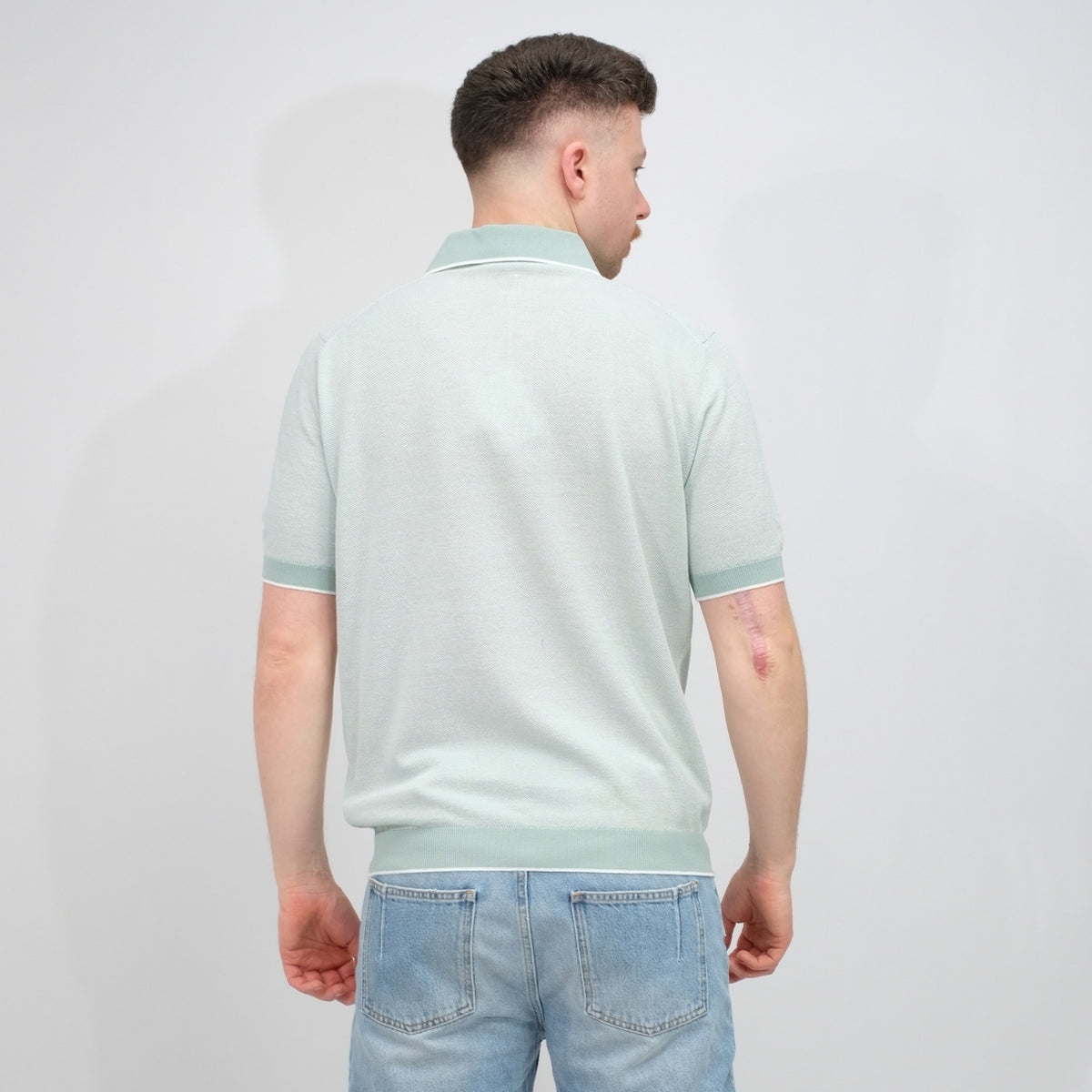 Galleria Roma Senecio Bianco Knitted Polo – productbeeld 3