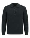 Galleria Roma Royal Merino polo Bottle Green PL1ML RM16CH 690 — packshot met geometrisch breipatroon