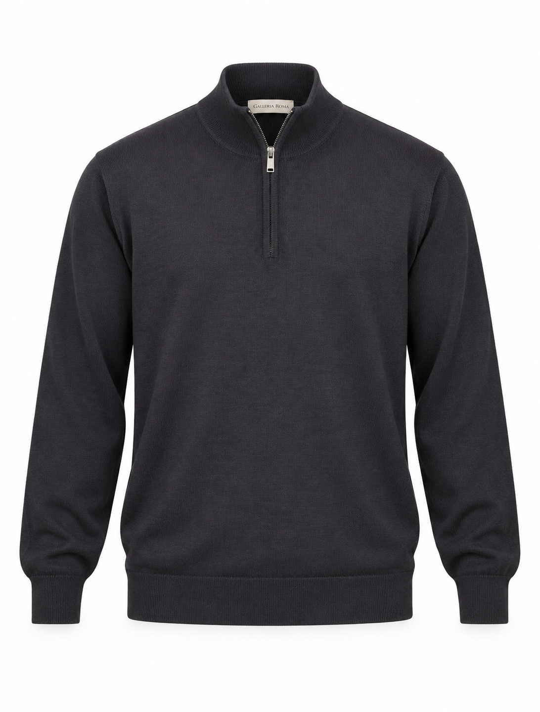 Galleria Roma Asfalto halfzip MZ1ML 960 in fijn donkergrijs merinobreisel met opstaande kraag, packshot