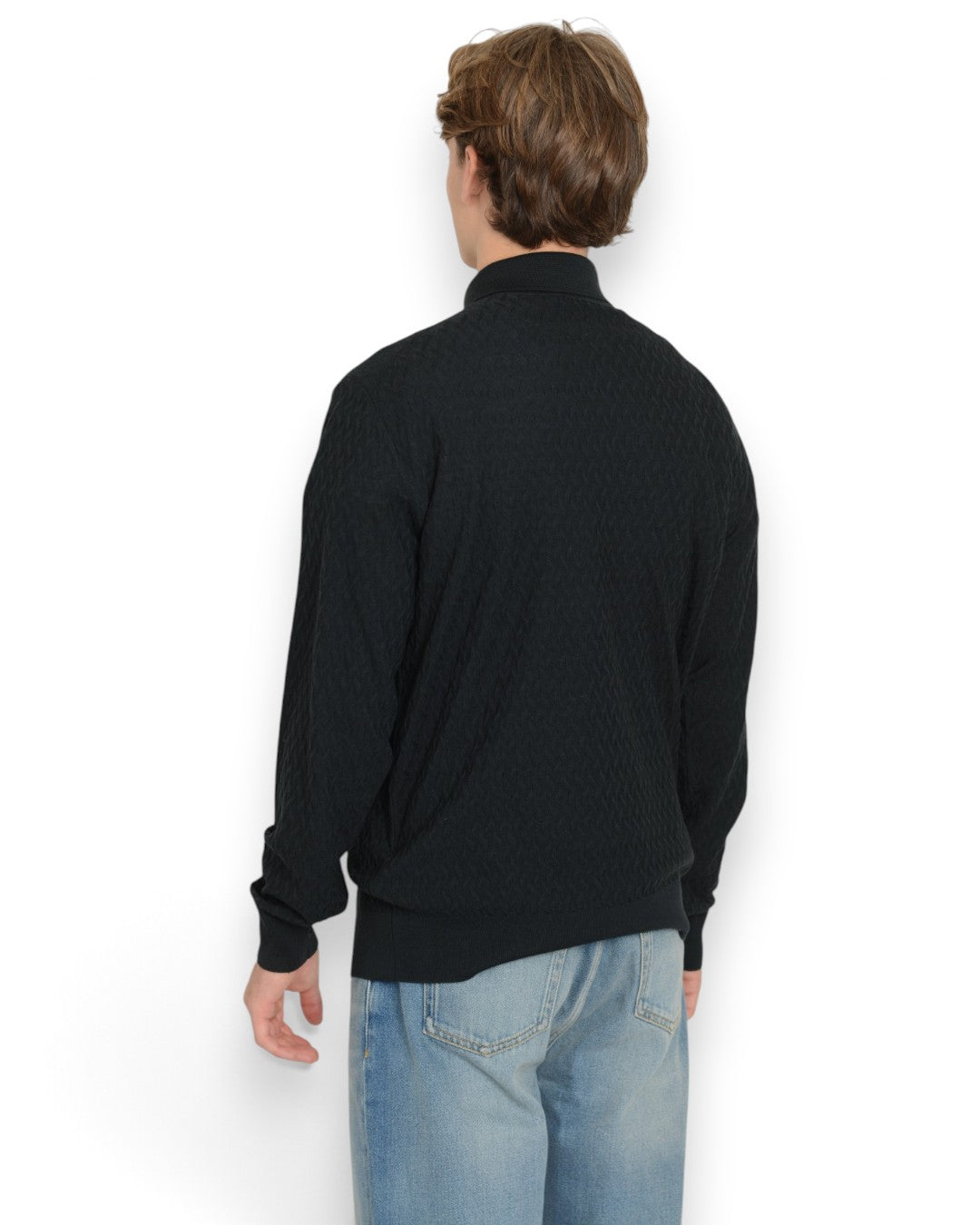 Galleria Roma Royal Merino Poloshirt Bottle Green gedragen door Alexander — achteraanzicht