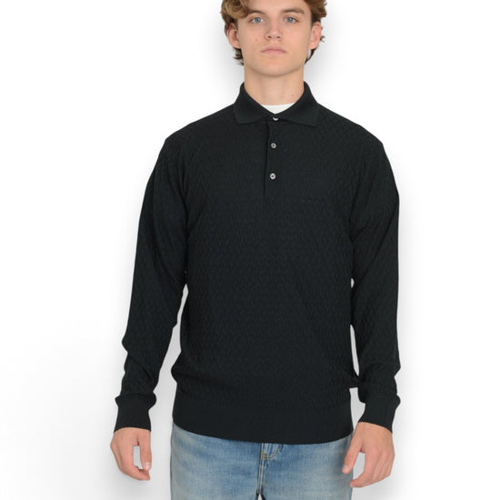 Galleria Roma Royal Merino Poloshirt Bottle Green gedragen door Alexander — vooraanzicht