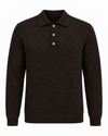 Galleria Roma Royal Merino poloshirt Caffè in diep donkerbruin met geometrisch breipatroon — PL1ML RM16CH 289