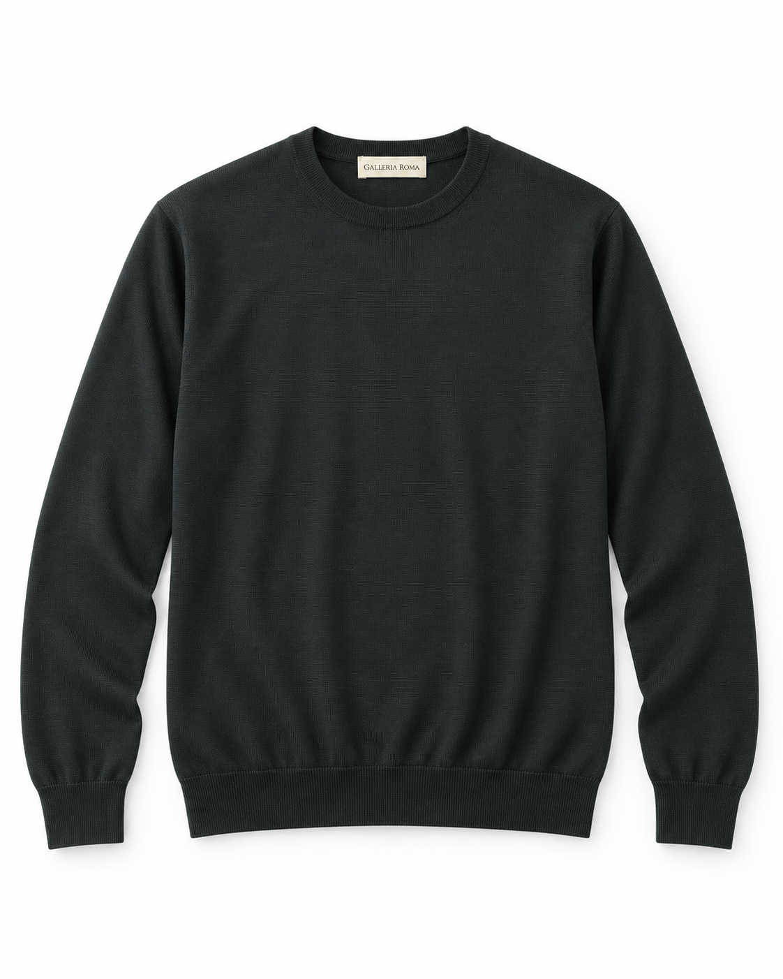 Galleria Roma Verde Scuro rondehalstrui GC1ML RM16R 690 in zeer fijn donkergroen Royal Merino-breisel, packshot vooraanzicht
