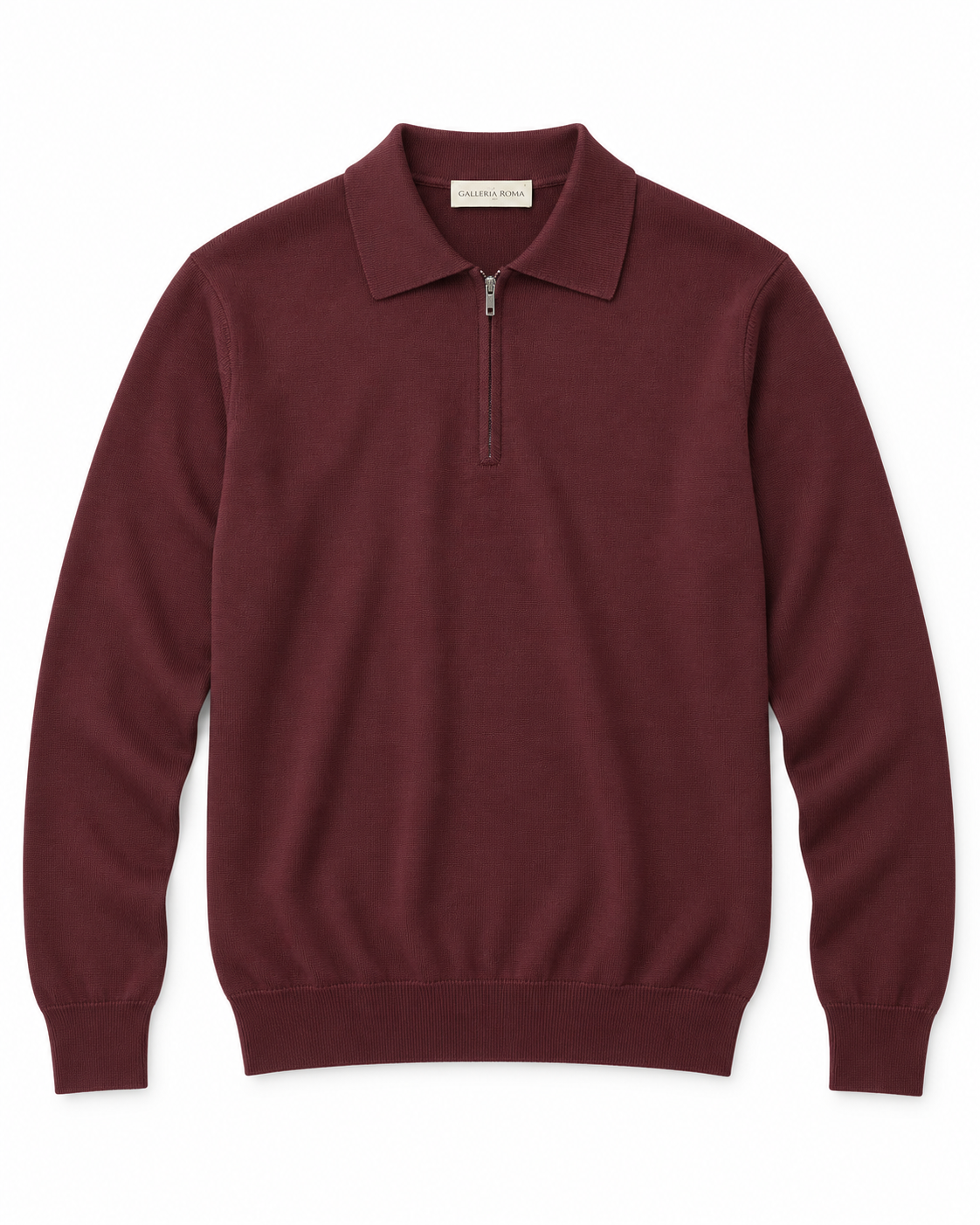 Galleria Roma Marsala ritspolo PZ1ML RM16R 371 met polokraag en zeer fijn wijnrood merinobreisel, packshot