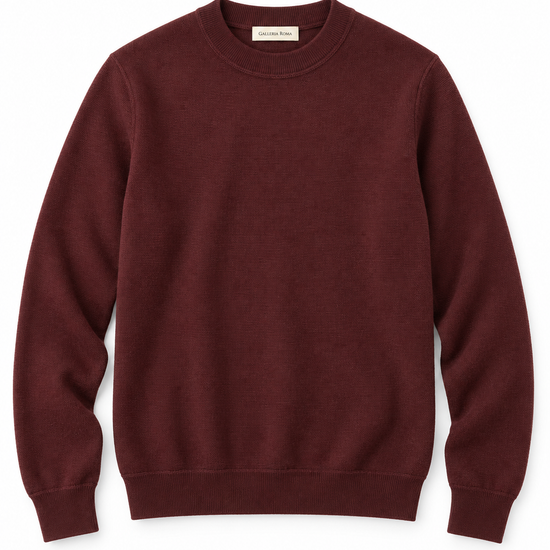 Galleria Roma Bordeaux crewneck GC1ML3A WC12F 380 met ronde ribhals en fijn korrelig wol-cashmerebreisel, packshot
