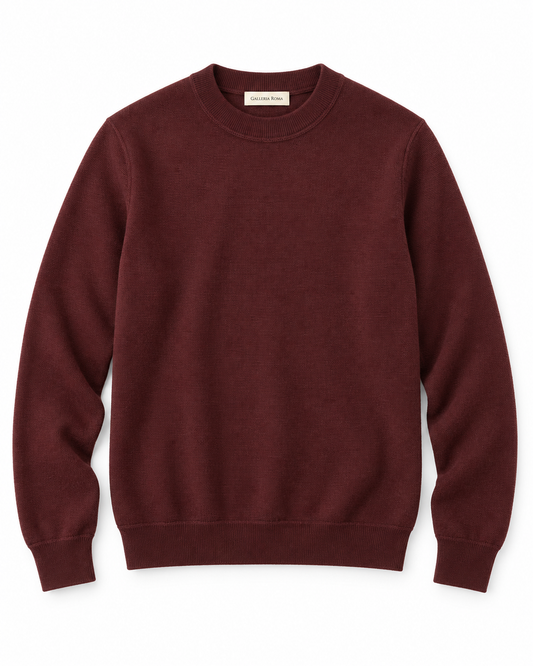 Galleria Roma Bordeaux crewneck GC1ML3A WC12F 380 met ronde ribhals en fijn korrelig wol-cashmerebreisel, packshot