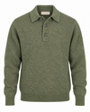 Galleria Roma Military Green Senecio Mélange polo PL3ML WC7R 5751 met drie donkere knopen en wol-cashmerebreisel, packshot