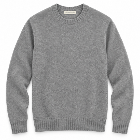Galleria Roma Topo Grigio Mélange rondehalstrui GC3ML WC7R 940 met grijs gemêleerd wol-cashmerebreisel en ribboorden, packshot