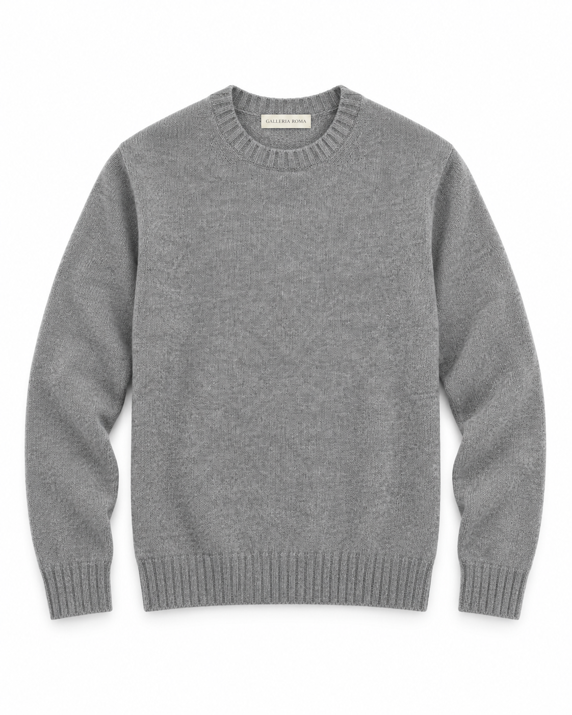Galleria Roma Topo Grigio Mélange rondehalstrui GC3ML WC7R 940 met grijs gemêleerd wol-cashmerebreisel en ribboorden, packshot