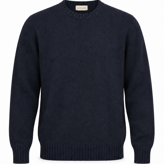 Galleria Roma Ultramare Mélange roundneck GC3ML WC7R 891 met zichtbaar wol-cashmerebreisel en ribboorden, packshot