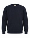 Galleria Roma Ultramare Mélange roundneck GC3ML WC7R 891 met zichtbaar wol-cashmerebreisel en ribboorden, packshot