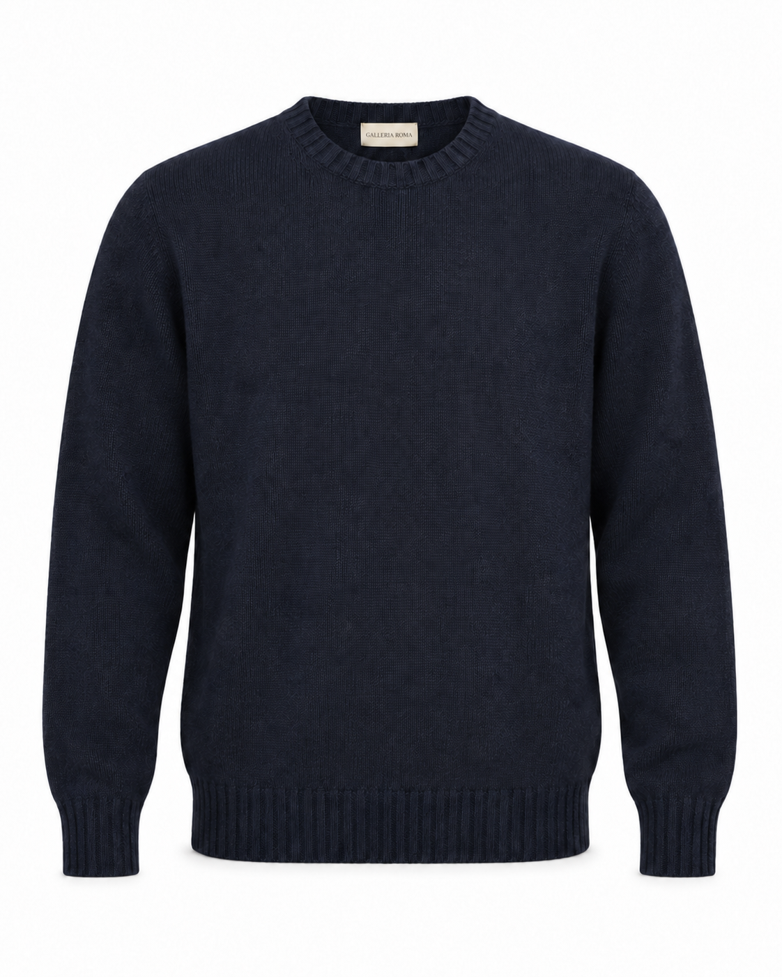 Galleria Roma Ultramare Mélange roundneck GC3ML WC7R 891 met zichtbaar wol-cashmerebreisel en ribboorden, packshot