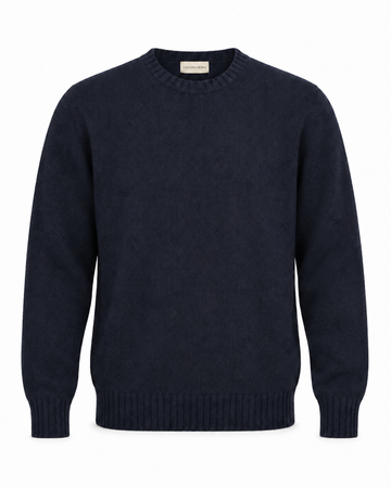 Galleria Roma Ultramare Mélange roundneck GC3ML WC7R 891 met zichtbaar wol-cashmerebreisel en ribboorden, packshot
