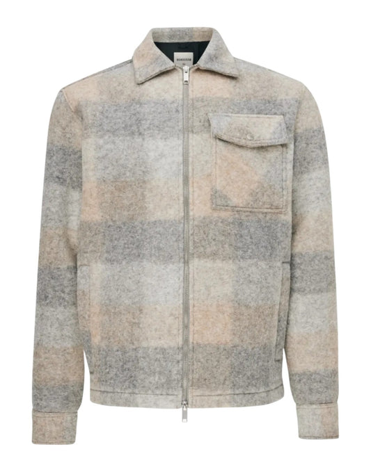 Asher Monogram Checkered Overshirt Brown