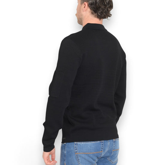 Genti Cool Dry Technical Polo Zip Black, achteraanzicht