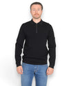 Genti Cool Dry Technical Polo Zip Black, vooraanzicht