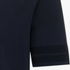 Genti donkerblauwe polo met open kraag, detail mouwboord