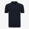 Genti donkerblauwe polo met open kraag, productfoto vooraanzicht