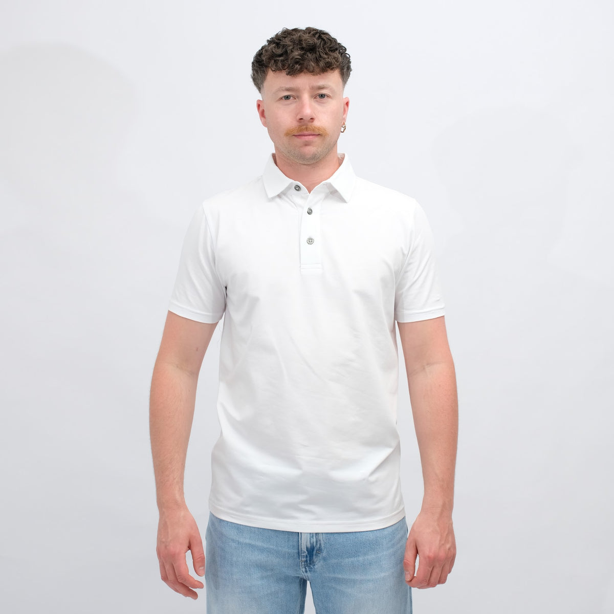 GENTI White Jersey Polo – vooraanzicht