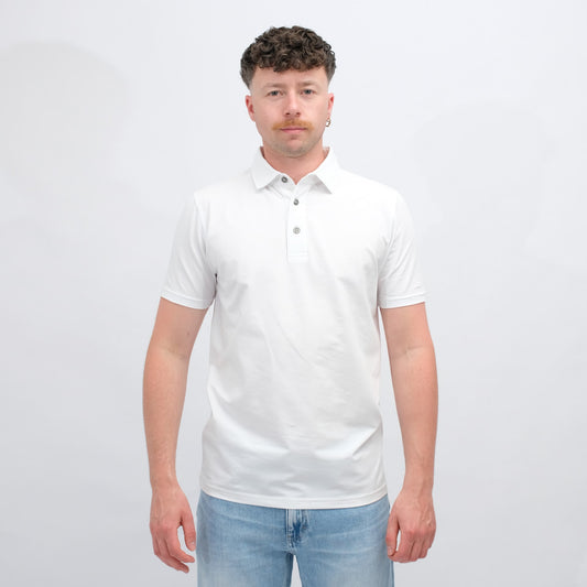 GENTI White Jersey Polo – vooraanzicht