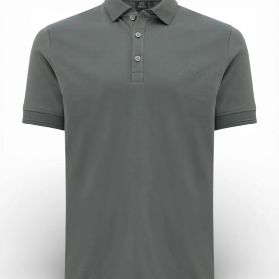 GENTI 1219 Jersey Piqué Button-Down Polo Dark Grey – productbeeld 1
