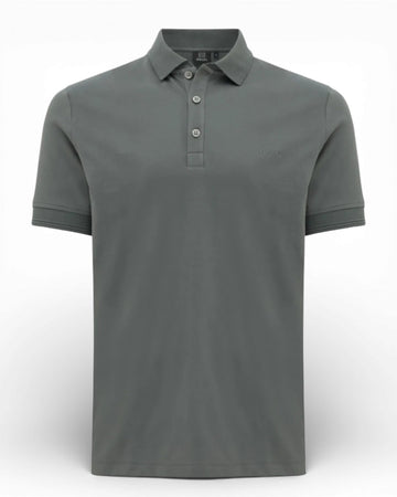 GENTI 1219 Jersey Piqué Button-Down Polo Dark Grey – productbeeld 1