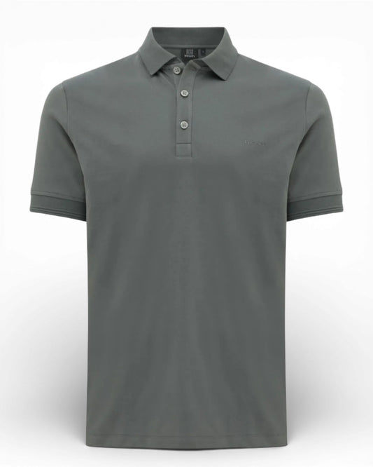 GENTI 1219 Jersey Piqué Button-Down Polo Dark Grey – productbeeld 1