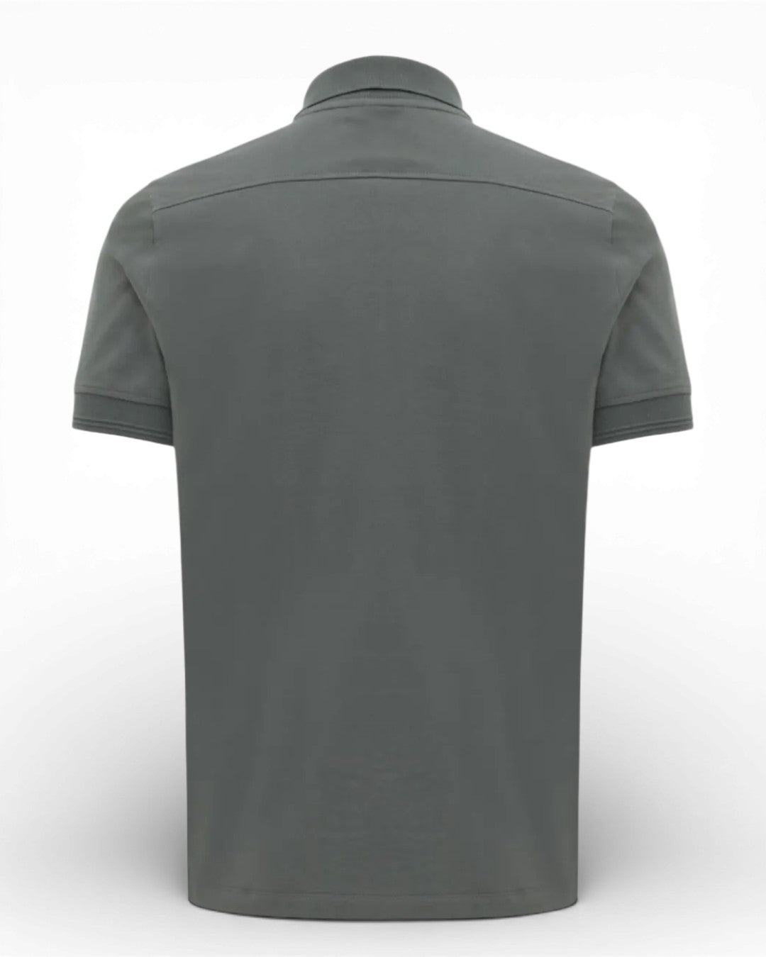 GENTI 1219 Jersey Piqué Button-Down Polo Dark Grey – productbeeld 2