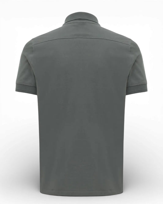 GENTI 1219 Jersey Piqué Button-Down Polo Dark Grey – productbeeld 2