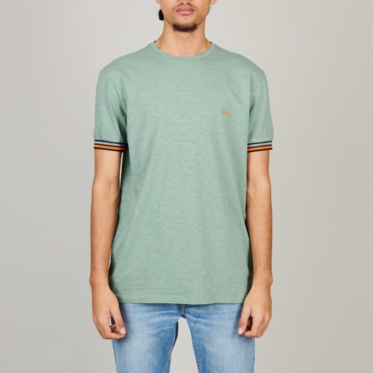 GENTI Licht groen Slub Jersey Biesje – vooraanzicht