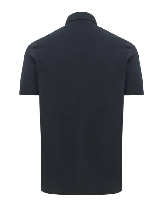 Genti donkerblauwe jersey polo, productfoto achteraanzicht