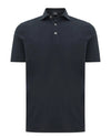 Genti donkerblauwe jersey polo, productfoto vooraanzicht
