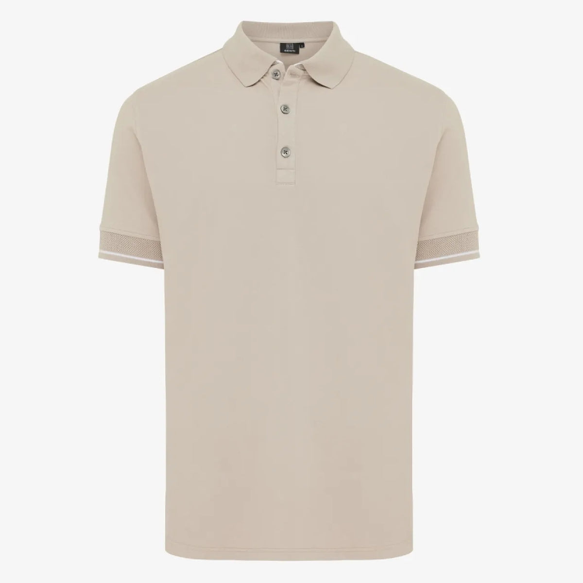 Genti lichtbruine jersey polo, productfoto vooraanzicht