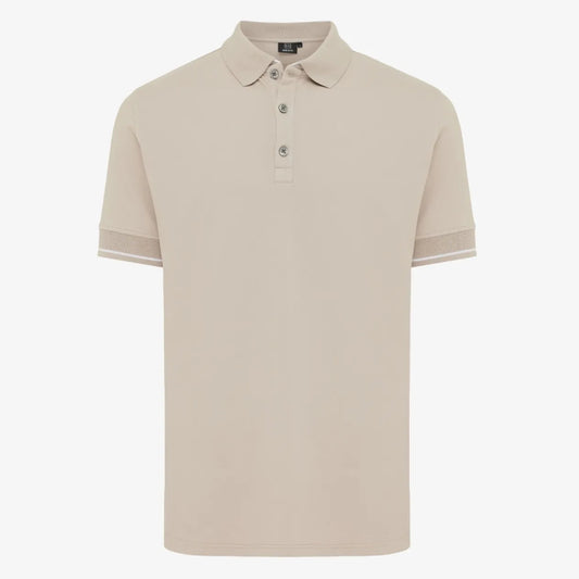 Genti lichtbruine jersey polo, productfoto vooraanzicht