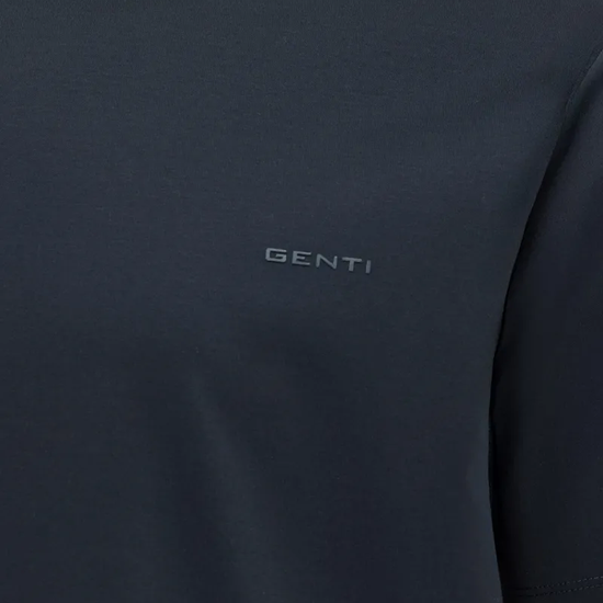 Genti donkerblauw T-shirt, detail borstlogo