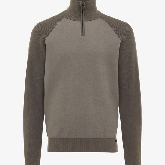 Genti Brown Turtle Zip Pullover – vooraanzicht