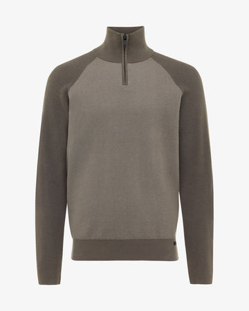 Genti Brown Turtle Zip Pullover – vooraanzicht
