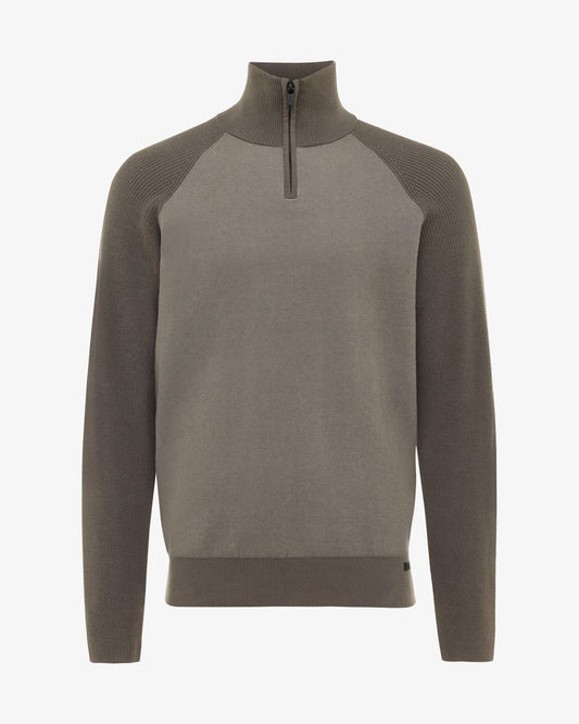 Genti Brown Turtle Zip Pullover – vooraanzicht