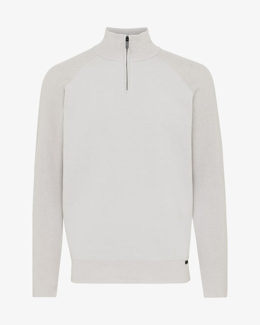 Genti offwhite halfziptrui, productfoto vooraanzicht