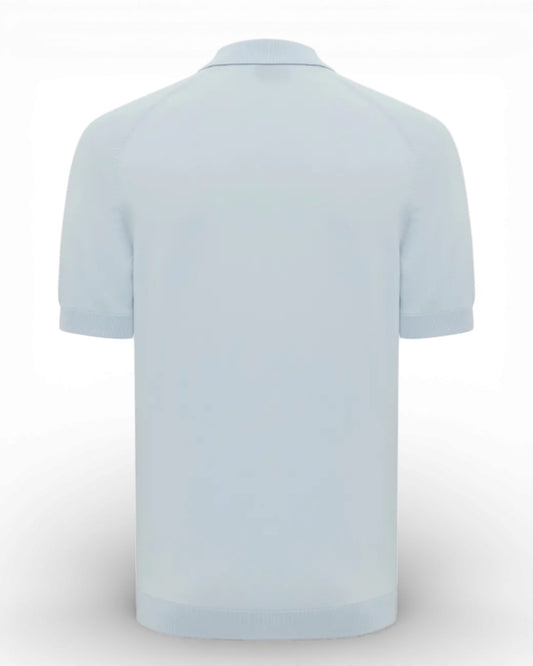 Genti lichtblauwe Cooldry polo met rits, productfoto achteraanzicht