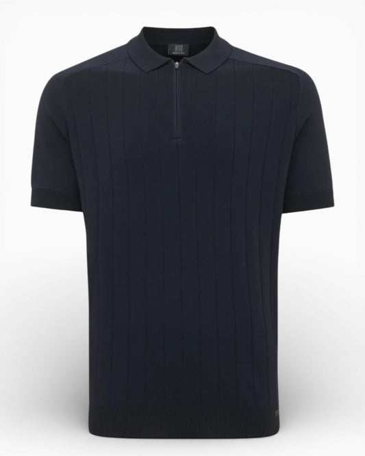 Genti donkerblauwe Cooldry polo met rits, productfoto vooraanzicht