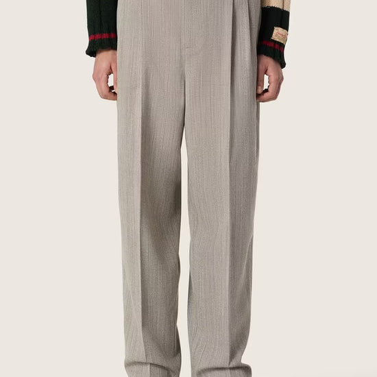 Golden Goose Journey Slacks in ecru en mud met loose fit en bandplooien – Checkpoint Mol